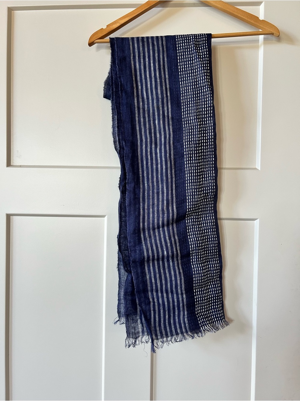Banana Republic Navy & White Striped Dot Scarf